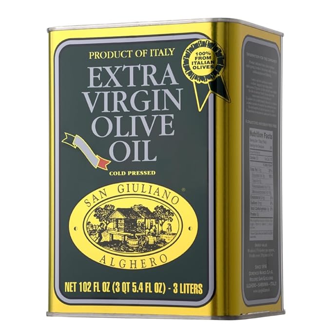 Polyphenol Rich Extra Virgin Olive Oil by San Giuliano Pure 100% Italian EVOO from Italy Cold Pressed for Everyday Cooking Non-GMO Certified Sustainably Farmed 3 Liter Tin