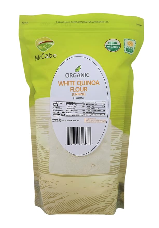 McCabe Organic White Quinoa Flour - Quinoa Flour Organic | Rich with Fiber &amp Minerals | USDA and CCOF Certified | Packed in USA | 2Lbs (Pack of 3)
