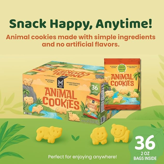 Classic Animal Crackers 36 Individual Snack Packs (2 oz) - Lightly Sweet Cookies bags A Bulk Pantry Staple for Kids Lunch Boxes Parties Daycare &amp Toddler Snacks