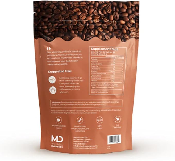 Mushroom Coffee with L Carnitine Coconut Oil &amp Grass Feed Butter – Lion’s Mane Reishi Chaga Cordyceps Smooth Energy Metabolism Focus Coffee – 28 Servings