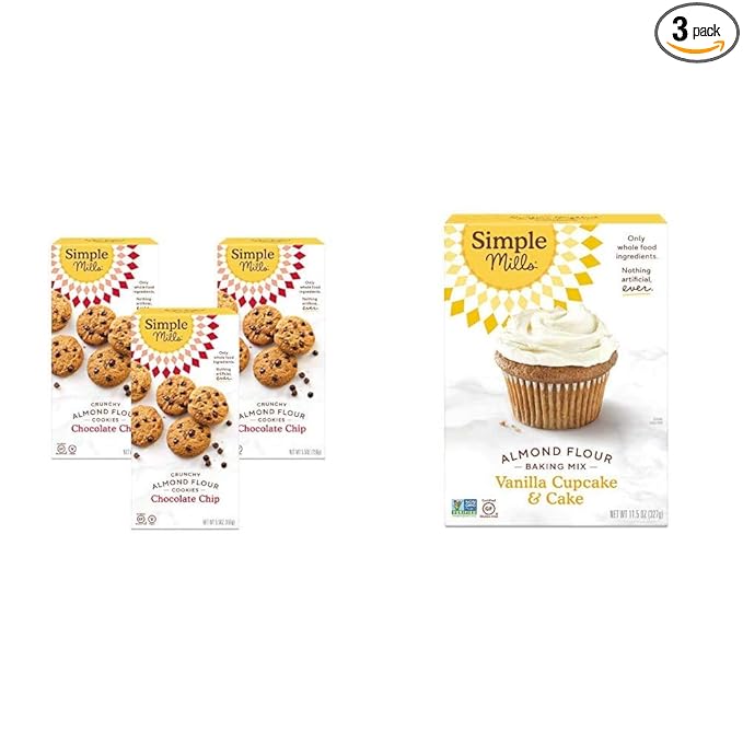 Simple Mills Almond Flour Cookies and Baking Mix Bundle (3 Boxes)