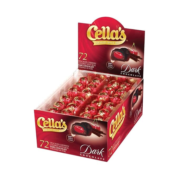 Dark Chocolate Cherry Cordials – Premium Individually Wrapped Candies 72-Count Display Box (2.25 lbs)