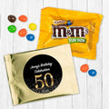 12ct Personalized 50th Birthday Candy Favors for Guests Peanut M&ampM's Fun Size Candy Bags (12 Pack) - Gold Foil - (3 x 4in) Party Supplies