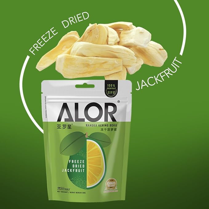 ALOR 100% Natural Dried Jackfruit – Unsweetened No Sugar Added Tropical Fruit Snack – Crunchy Crispy &amp Gluten-Free – Healthy Freeze-Dried Bites (15 Grams x 8 Packs- Jackfruit)