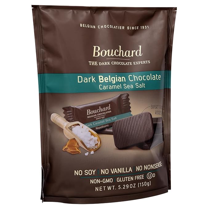 Bouchard Belgian Dark Chocolate with Caramel &amp Sea Salt (5.29 OZ / 150g) (Pack of 2)