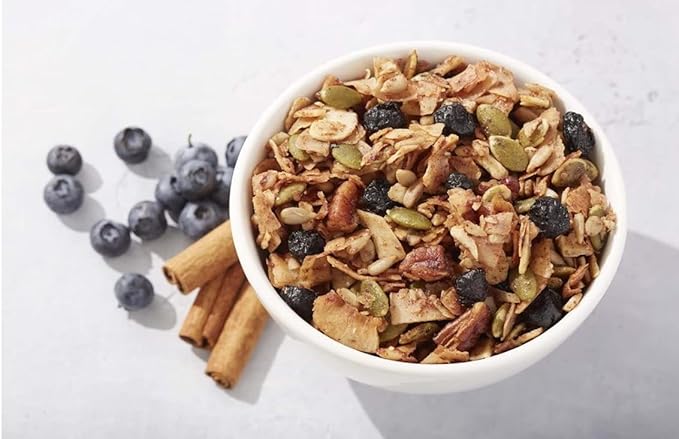NuTrail Keto Nut Granola Blueberry Cinnamon 2 Pack (22 oz Each 44 oz Total) - Low Carb Grain-Free No Added Sugars No-GMO - Healthy Breakfast Cereal | Gourmet Kitchn/ZiQ clip 1pc