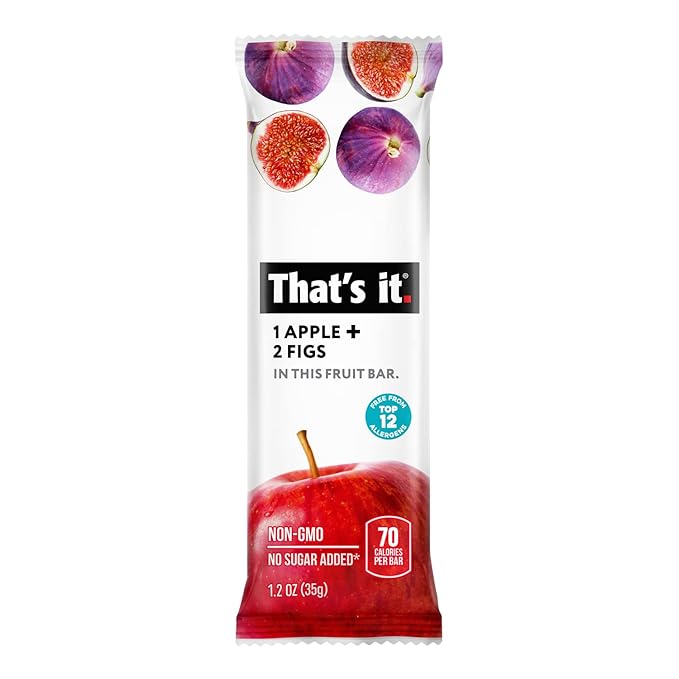 That's it. Apple + Fig Fruit Bars 100% All Natural No Artificial Ingredients or Preservatives Delicious Healthy Snack for Children &amp Adults Vegan Gluten Free Paleo Kosher Non GMO (12 Pack)