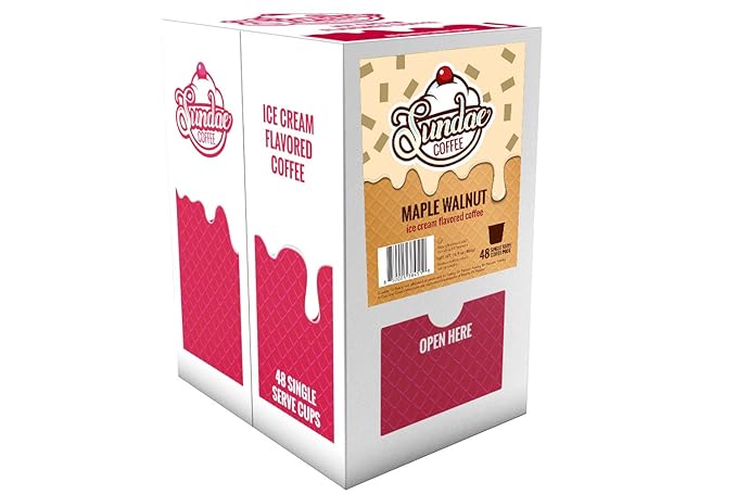 Sundae Ice Cream Flavored Coffee Pods Compatible with 2.0 Keurig K-Cup Brewer (Maple Walnut) 48 Count