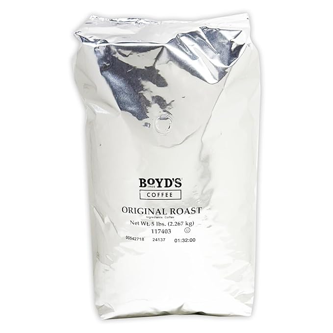 Boyd’s Original Roast Whole Bean Coffee Light Roast 5lb Bag – Mellow &amp Balanced with a Hint of Sweetness