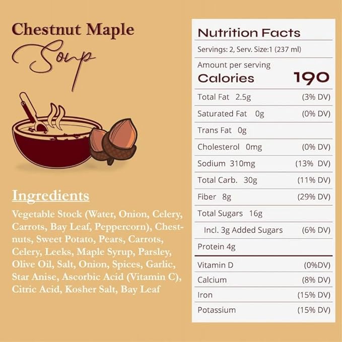 18 Chestnuts Plant Based Soup - Holiday Bundle Box: Butternut Squash Pear Chestnut Maple Mountain Mushroom Soup Bundle Plant Based &amp Gluten Free - 3 Jars