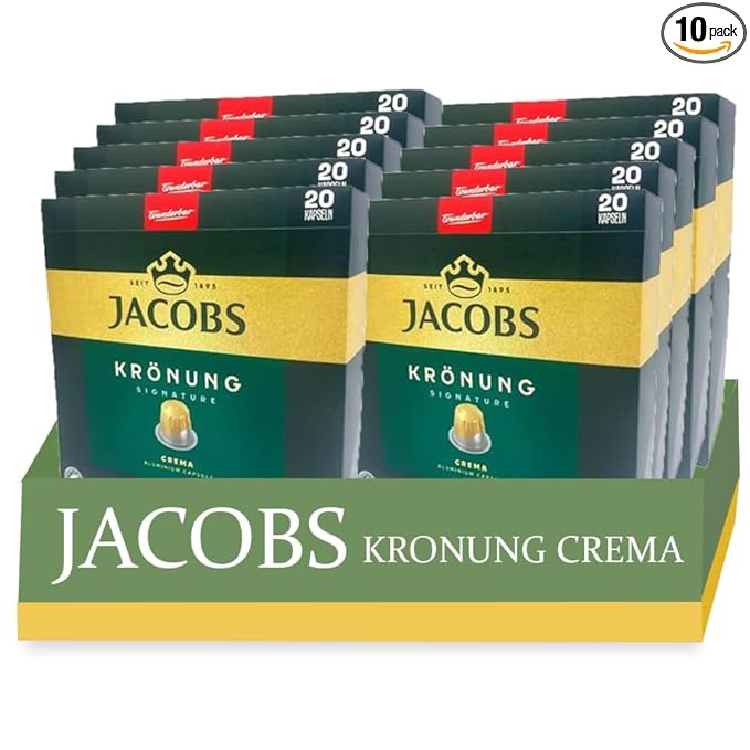 Jacobs KRONUNG CREMA 10x20 CAPSULES Coffee Capsules Compatible with (052 USD/1 CAP)