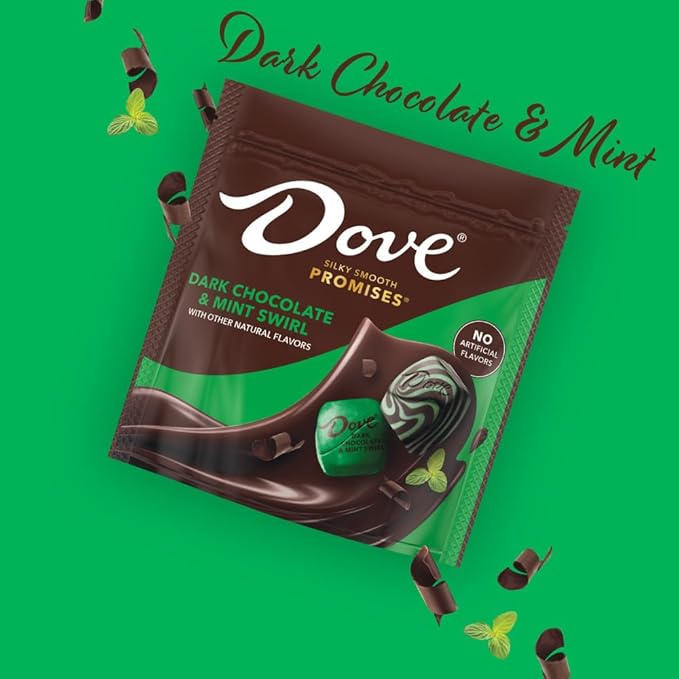 DOVE PROMISES Dark Chocolate &amp Mint Swirl Candy 6.74 Oz Bag (Pack of 8)