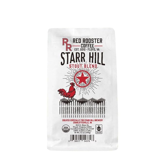 Organic Starr Hill Stout - Roasted by Red Rooster Coffee - Whole Bean Coffee - 2 Pound Bag