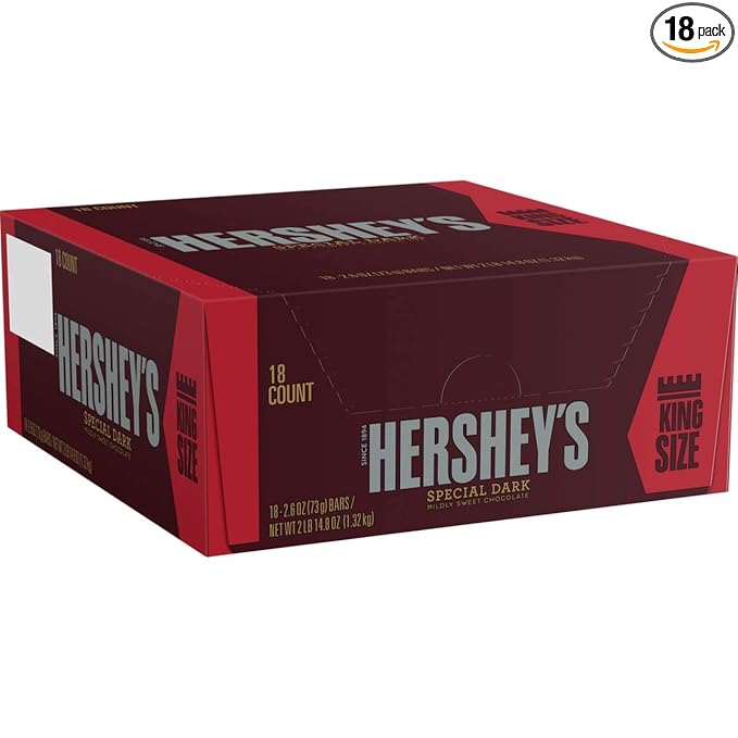 HERSHEY'S Special Dark Chocolate Candy Bars King Size (Pack of 18)
