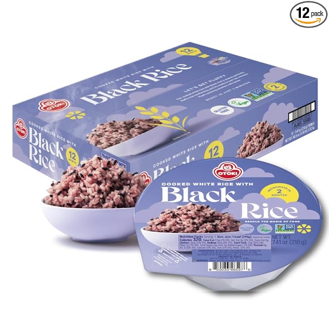 OTOKI Korean Sprouted Black Rice Antioxidant-Rich Purple Rice Bowls Gluten-Free &amp Vegan Ready in 2 Minutes 7.41 oz (Pack of 12)