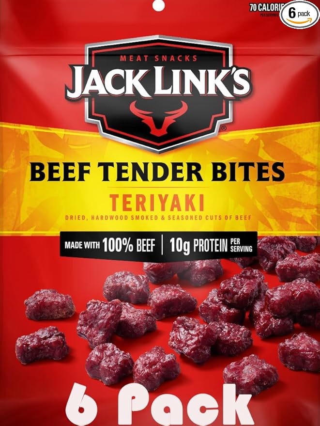 Teriyaki Beef Tender Bites Snack Pack – 6 Count [1 oz Each] High-Protein Low-Fat On-the-Go Snack Bundled by SUPERDEALS with Bonus Mystery Gift