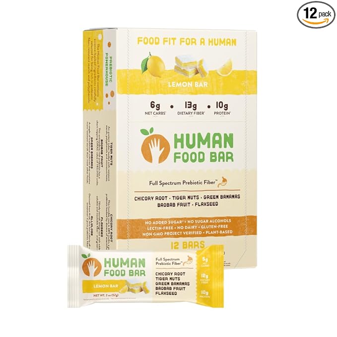 Human Food Bar | Lemon Bar Flavored Nutrition Bar (12 Count)