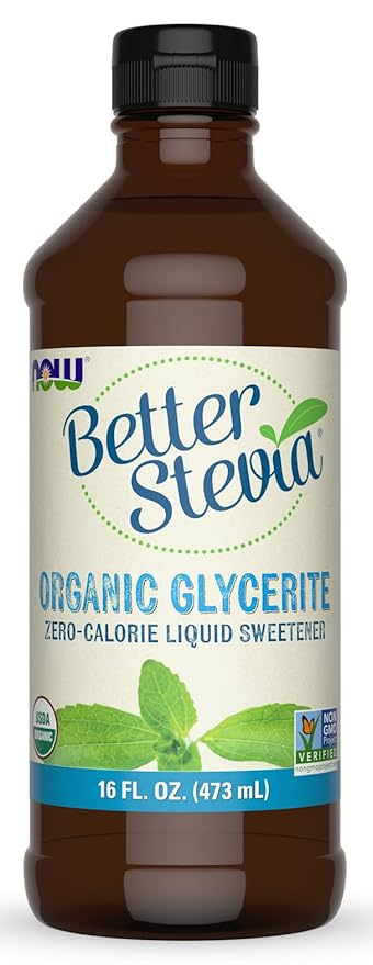 NOW BetterStevia Liquid Organic Glycerite 16 Ounces - Organic Stevia - Zero-Calorie Liquid Sweetener - No Alcohol - Keto Friendly No Erythritol