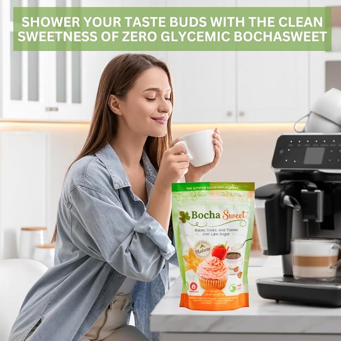 BochaSweet Supreme Sugar Replacement 2 LB Low Calorie 1:1 Sugar Substitute Kabocha Extract in Xylitol Structure Diabetic Friendly Gluten Free Non GMO No Bitter Aftertaste Ideal for Baking