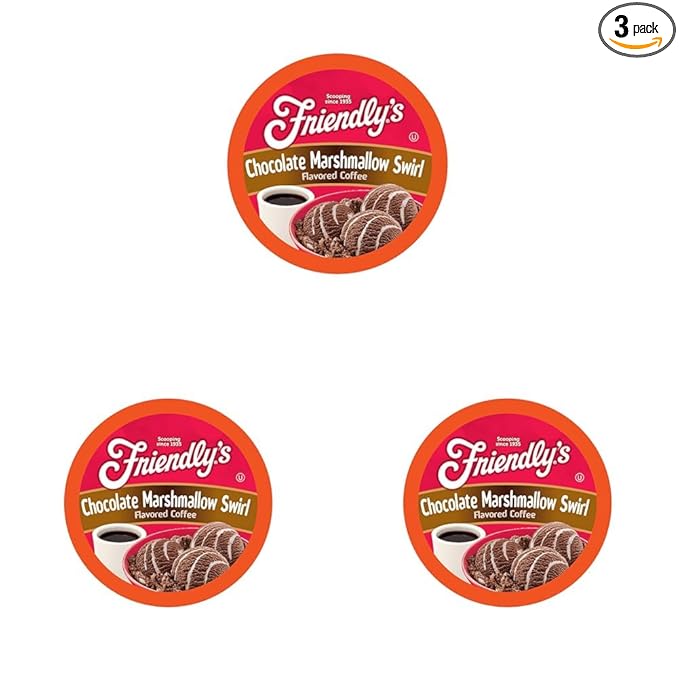 Friendly's Flavored Ice Cream Coffee Pods for Single Serve Brewers (Chocolate Marshmallow Swirl 12 Count) (Pack of 3)
