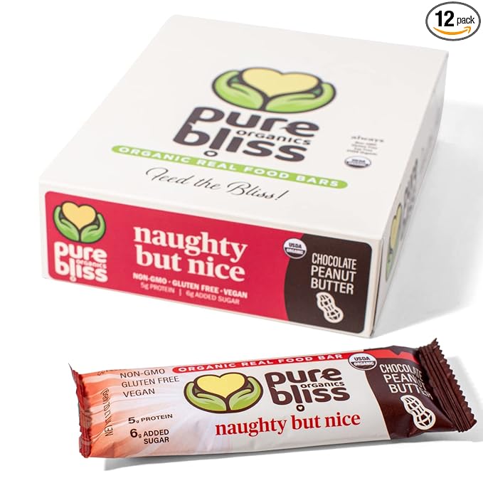 Organic Real Food Bar (Chocolate Peanut Butter) Non-GMO Gluten Free Vegan Nutrition Bars Energy Bars Super Food Simple Ingredients Best Tasting Healthy Snack Breakfast Bars Dairy Free Soy Fr