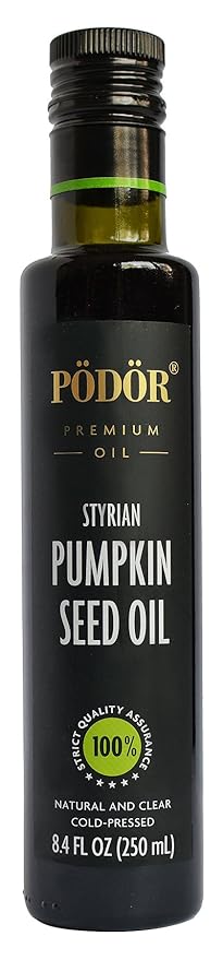 PÖDÖR Premium Styrian Pumpkin Seed Oil - 8.4 fl. Oz. - Cold-Pressed 100% Natural Unrefined and Unfiltered Vegan Gluten-Free Non-GMO in Glass Bottle