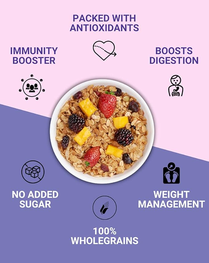 True Elements Millet Granola 31.74 Oz - with 21% Millets like Jowar Flakes &amp Bajra Flakes | Granola for Breakfast | Healthy Food