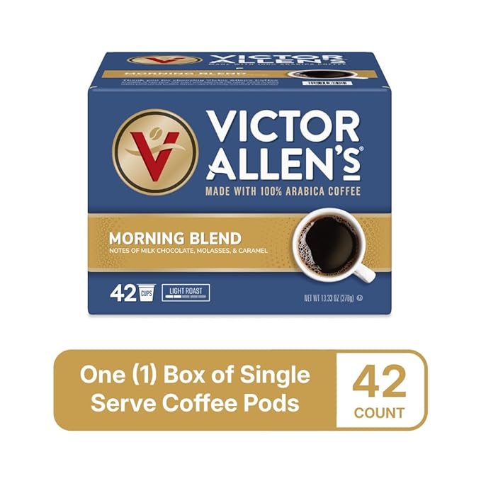 Victor Allen's Coffee Morning Blend Light Roast 42 Count Single Serve Coffee Pods for Keurig K-Cup Brewers