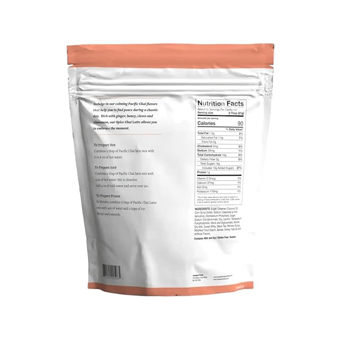 Pacific Chai Spiced Chai Latte Mix Instant Chai Tea Latte Drink Mix Gluten Free Kosher Certified Powder Beverage Café Style Chai Latte 3 LB (Pack of 2)