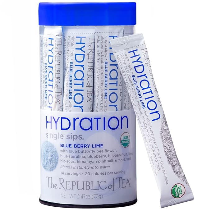 The Republic of Tea Hydration Blue Berry Lime Single Sips 14 Count
