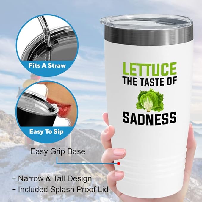 Meat lover White EditionTumbler 20oz - Lettuce the taste of the Sadness - Meat consumer beef lover epicure gourmet gourmand