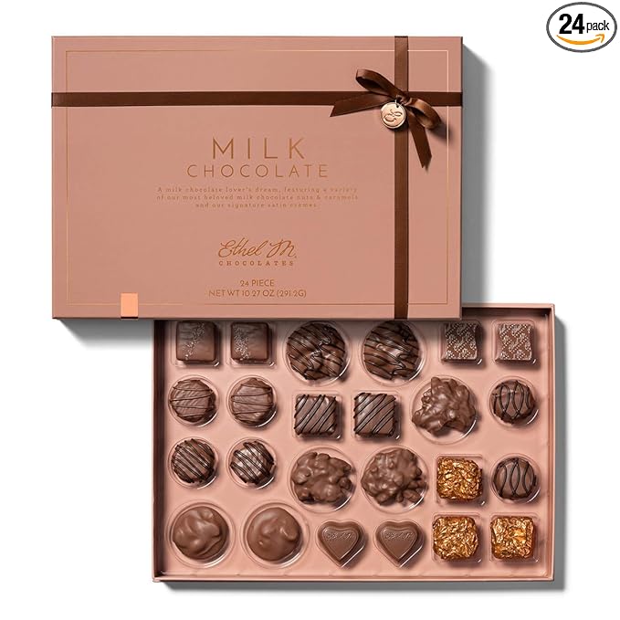 Ethel M Chocolates Premium Milk Chocolate Collection Chocolate Gift Box Candy Assortment 24 Pieces of Creamy Smooth and Rich Chocolate Gems