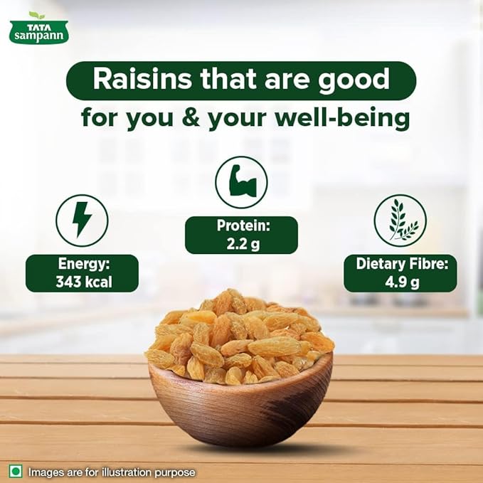Tata Sampann Pure Seedless Raisins/Kishmish – Premium Dry Fruit Source of Potassium – 17.6 oz (500 g)
