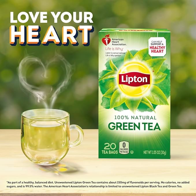 Lipton 100% Natural Green Tea 20 Count (Pack of 6)