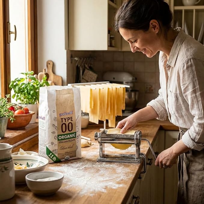 POLSELLI Organic Flour Type 00 100% Italian Grain Double Zero Flour OO Extra Fine 5 kg 11 lbs BIO Neapolitan Italian Pizza Bread Pasta All Natural Unbleached All-Purpose Unbromated No A