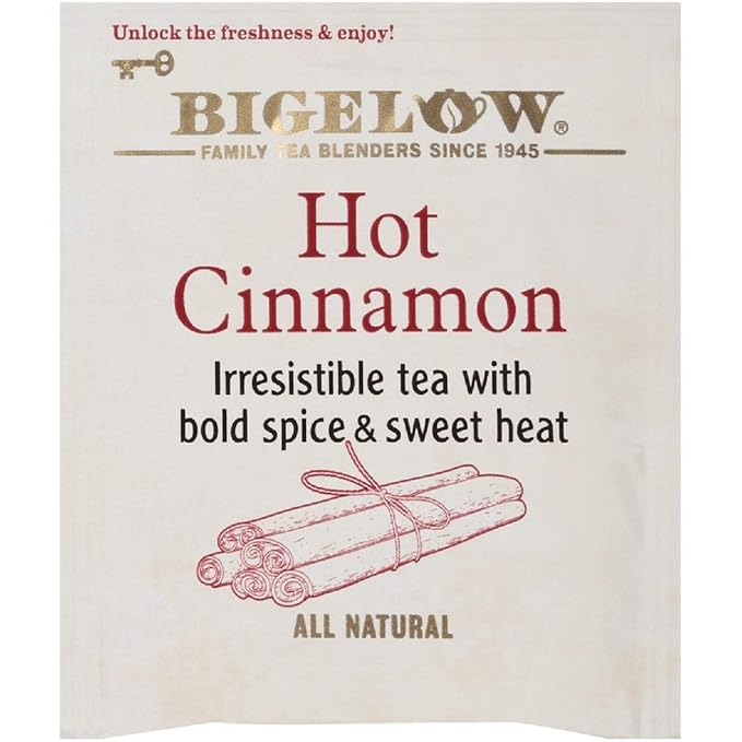 Bigelow Hot Cinnamon Black Tea Bags 18 Count Box (Pack of 6) Caffeinated Black Tea 108 Tea Bags Total