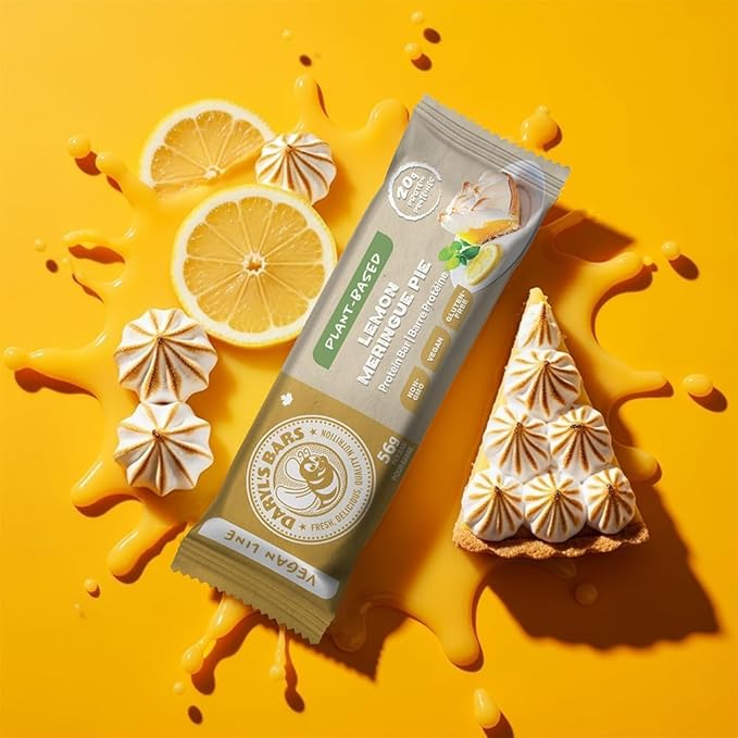 Daryl's Bars Vegan Line Lemon Meringue Pie On the G Protein Bars Gluten Free 20gr of Vegan Protein Snack Meal Replacement Pack of 1