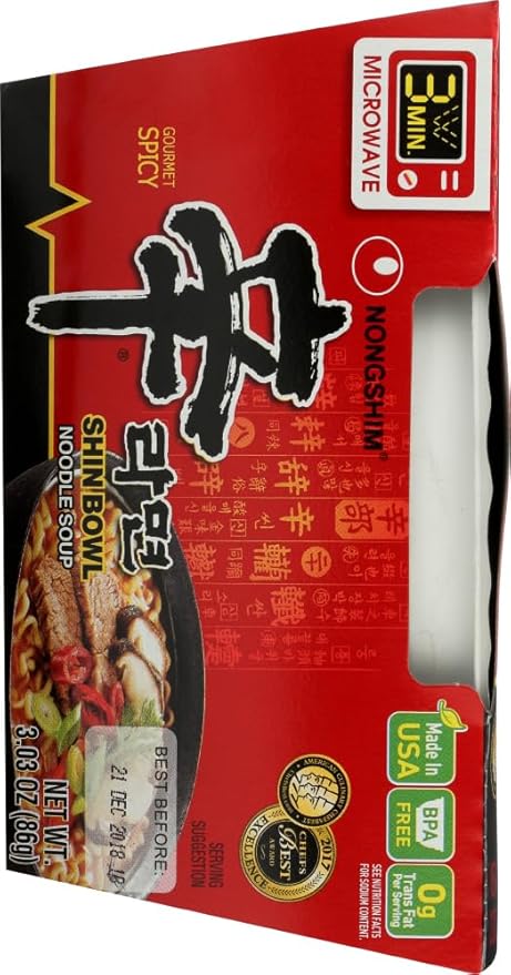 Nongshim Shin Big Bowl Noodle Soup Gourmet Spicy QtfoZO 3.03 Ounce (2 Pack of 12)