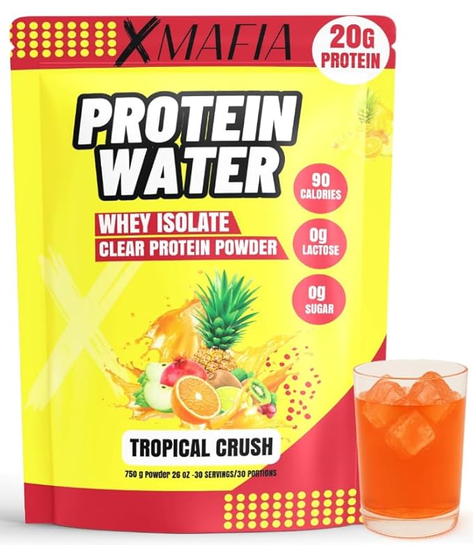 XMafia - Clear Whey Protein Isolate Powder – 20g Protein + Collagen Peptides 30 Servings Zero Sugar Refreshing Light Protein Drink Water Whey Powder Protein Shake Lactose Free – Tropical
