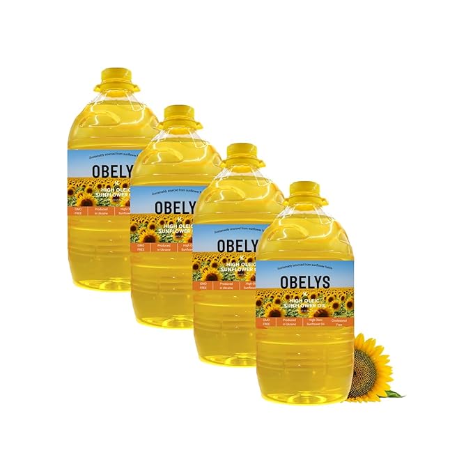 Obelys High Oleic Sunflower Oil | 1.3 Gallon Jug - Neutral Oil For Medium to High Heat Cooking Non-GMO Kosher Cholesterol Free | 5L / 169 Oz