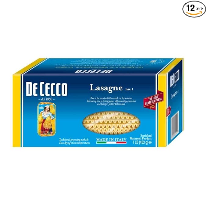 De Cecco Pasta Dececco Enriched Macaroni Lasagna 1 Pound -- 12 per case.