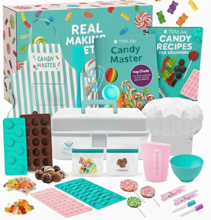 Tovla Jr Ultimate Real Candy Science Lab for Kids | Hands on STEM Experiment Kit with Real Candy Making Tools and Step by Step Visual Guides | Ages 6 to 12 | Gummies Chocolates and More