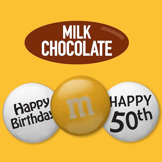 M&ampM's Milk Chocolate Happy 50th Birthday Candy 2lb Bulk with Printed Birthday Clipart for Birthday Gifts Cupcakes Over The Hill Party Favors and Decorations