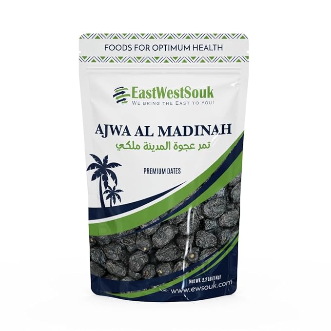 Al Madina Ajwa Dates - Premium Quality - 2.2lb (1000g) - Imported from Madinah Munawwara Saudi Arabia - Perfect for Ramadan Gift - Fiber-Rich Snack Dry Fruit