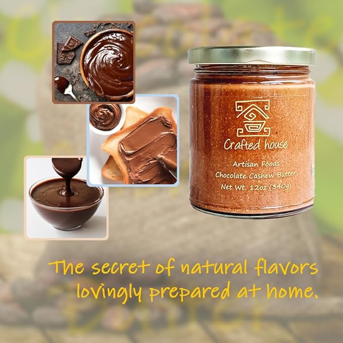 Crafted House Chocolate Cashew Butter 12 oz (4 Pack) Chocolate Spread - Healthy &amp Dark Vegan Natural Organic Cashew Butter - Non-GMO Gluten Free Dairy Free Vegan