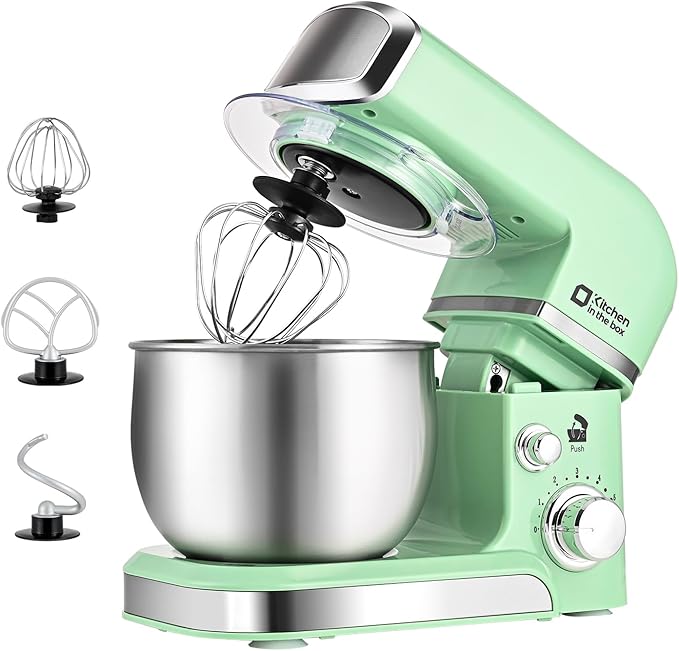 Kitchen in the box Stand Mixer3.2Qt Mini Electric Food Mixer6 Speeds Portable Lightweight Kitchen Mixer for Daily Use with Egg WhiskDough HookFlat Beater (Green)