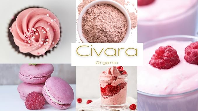 Civara Organic Raspberry Powder 6oz &amp 12oz | 100% Natural Fruit Powder | No Sugar &amp Additives | Great Flavor for Drinks Smoothie Beverages | USDA Organic | Vegan | Gluten Free (12 Ounces)