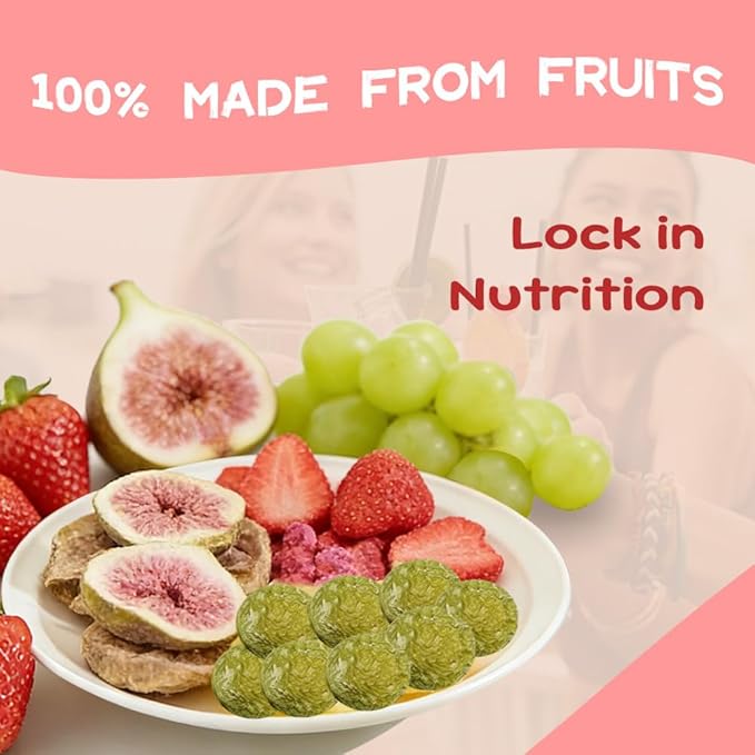 Greenfocus Freeze Dried Mixed Fruit Packs - 6 Large Bags (1.1oz/30g+ Each) - Crunchy Strawberry Green Grape Fig - No Added Sugar Non-GMO Gluten-Free Healthy Snacks Vegan Smoothie &amp Yogurt Top