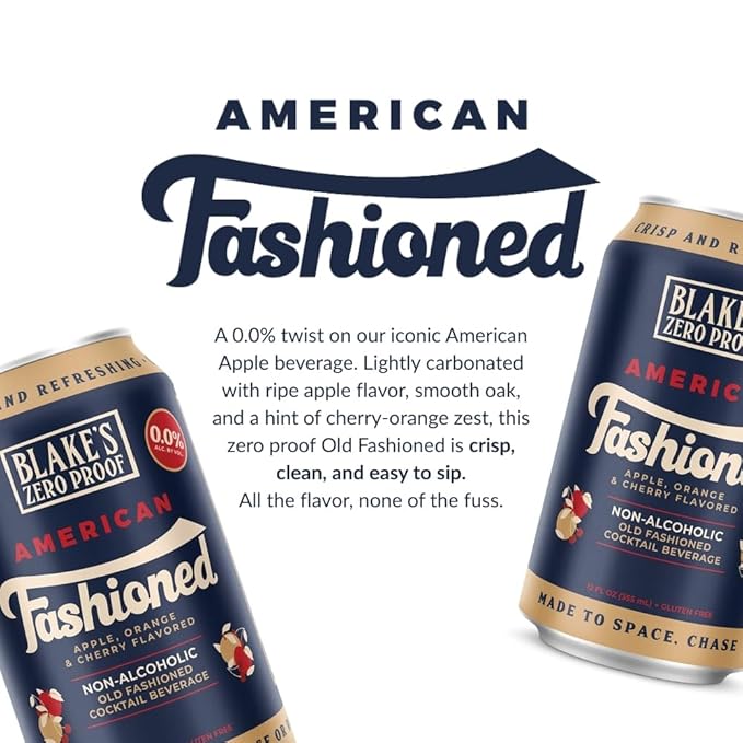 Blake’s Zero Proof American Fashioned Sparkling Mocktail – Non Alcoholic Carbonated Juice Beverage Gluten Free Bold Citrus Apple Cherry Inspired Flavor Lightly Carbonated Cocktail-Inspired Drink