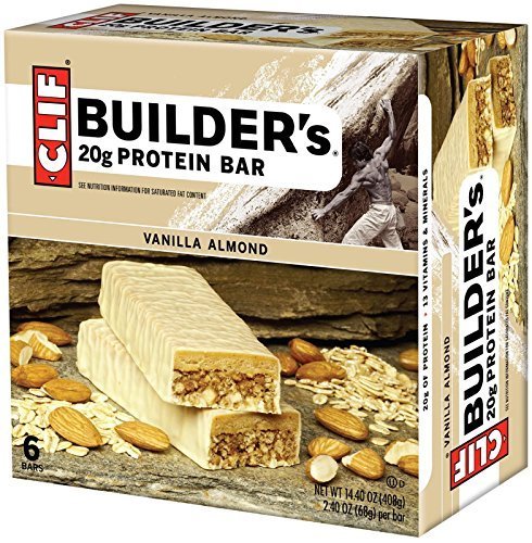 Clif Builder's Vanilla Almond Protein Bars 1 Box with 6 Bars Inside by Clif